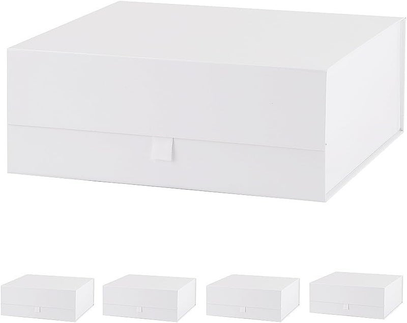 PLINJOY 5 Pcs White Gift Box Large 13.5x11.8x4.7 Inches, White Gift Boxes for Presents with Magnetic Closure Lid, Luxury Gift Box Rectangle Collapsible Boxes for Gift Packaging - Image 1